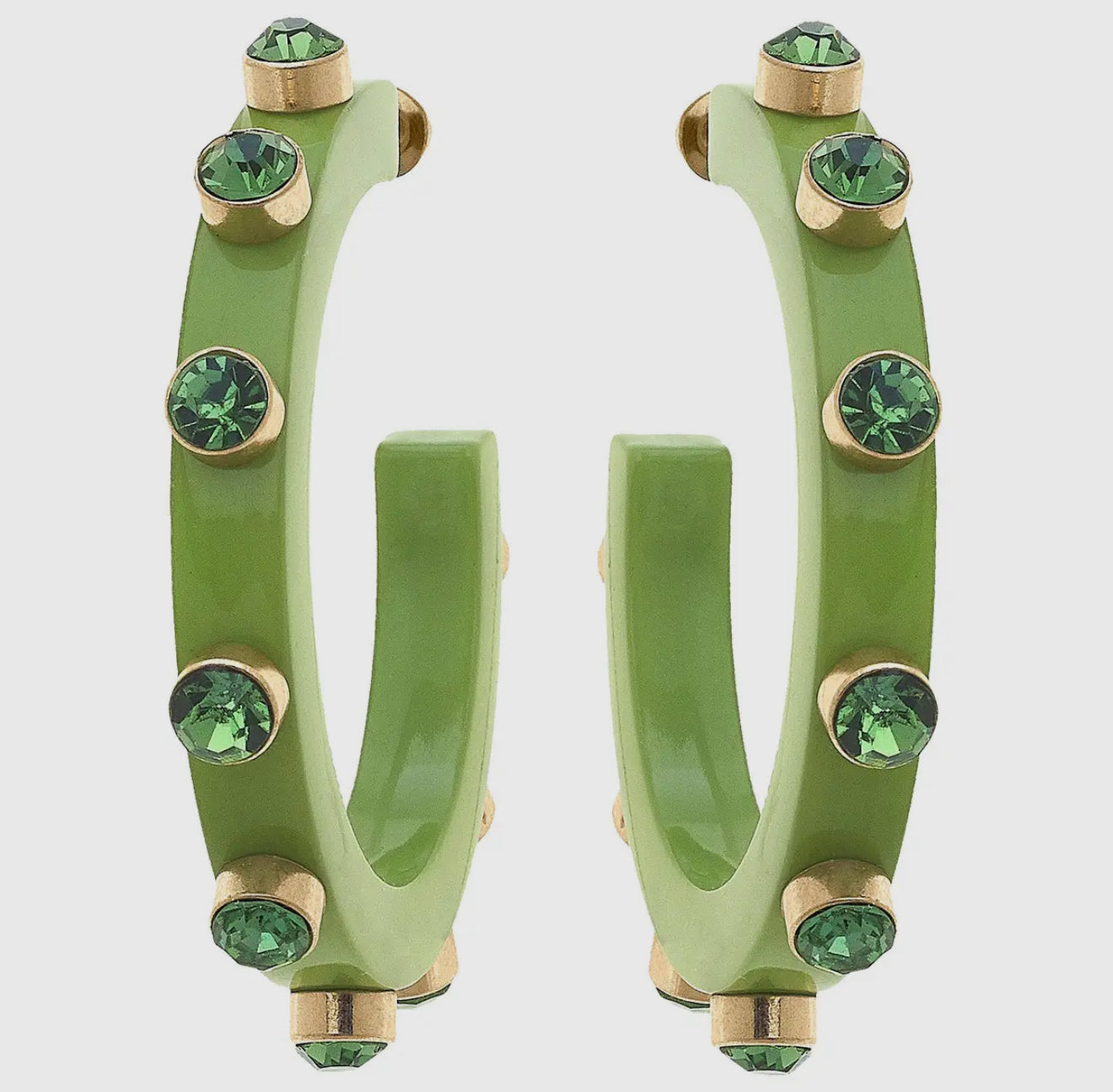 Color Hoop Earrings- Green