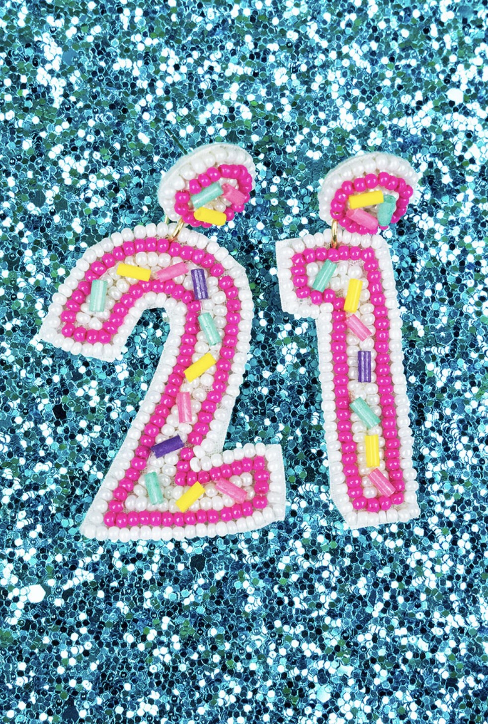 21st Bday seed bead earrings