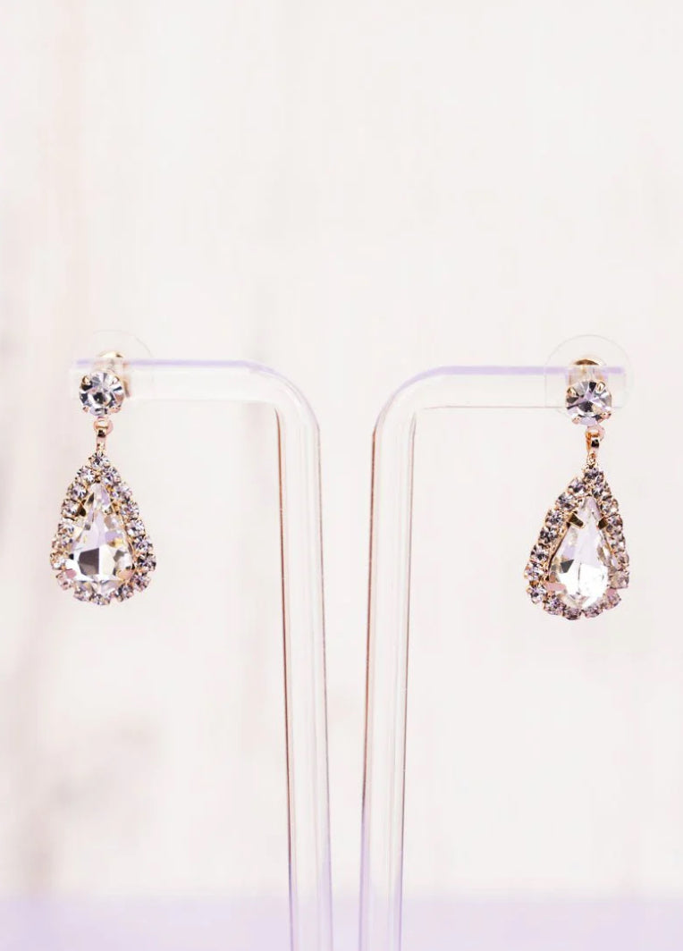 Crystal round and teardrop earrings