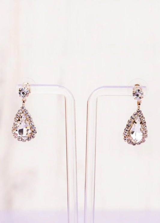 Crystal round and teardrop earrings