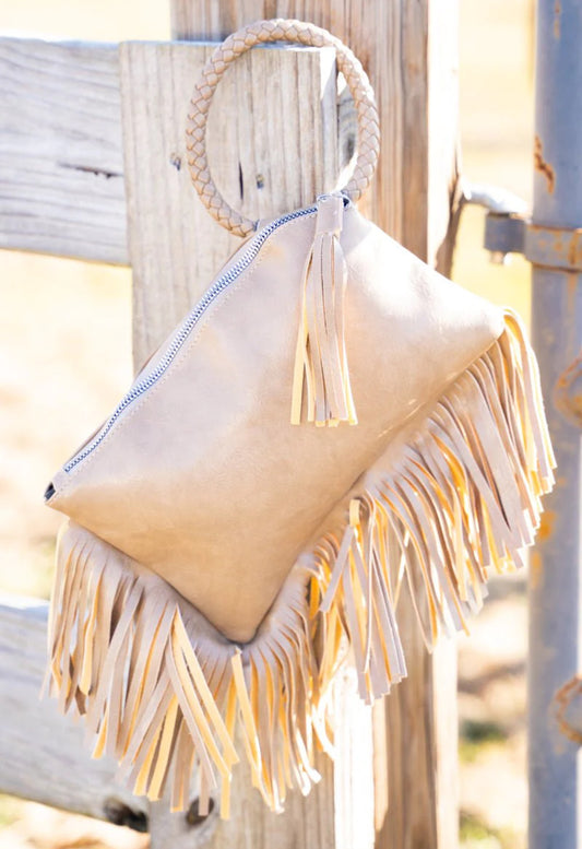 Faux tan leather bangle bag