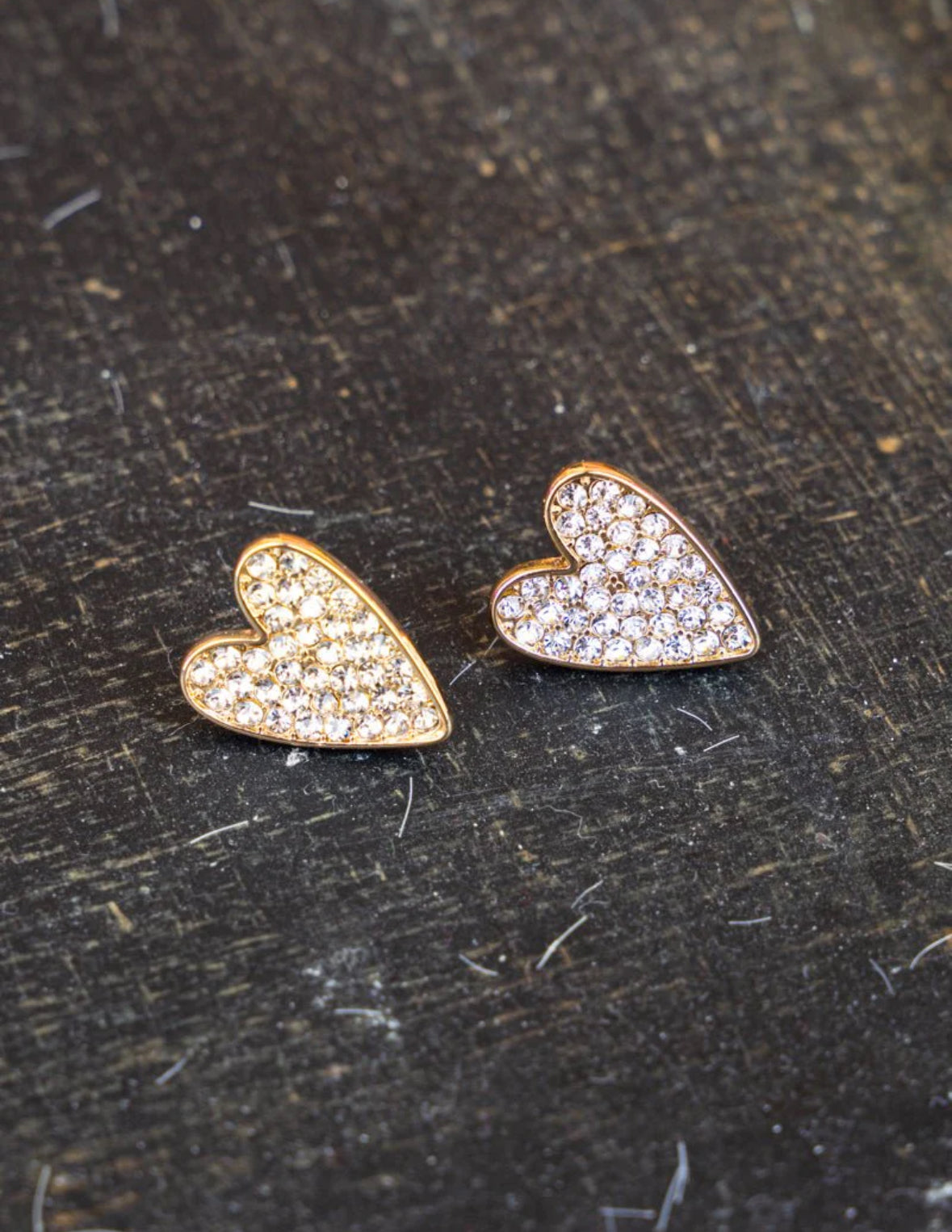 Crystal accented heart stud earrings