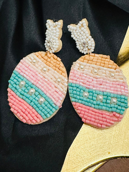 Easter Egg seed bead earrings