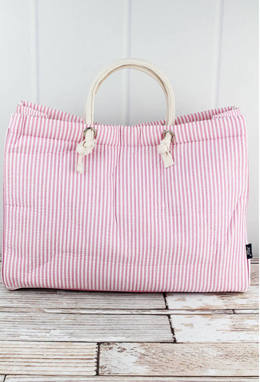 Bubble Gum Pink Seersucker Bag
