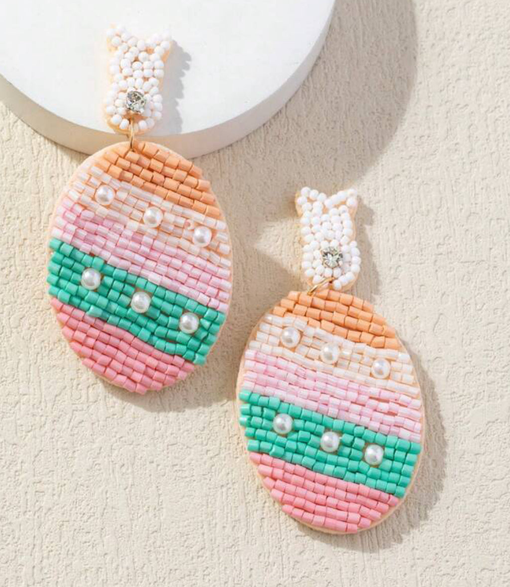 Easter Egg seed bead earrings