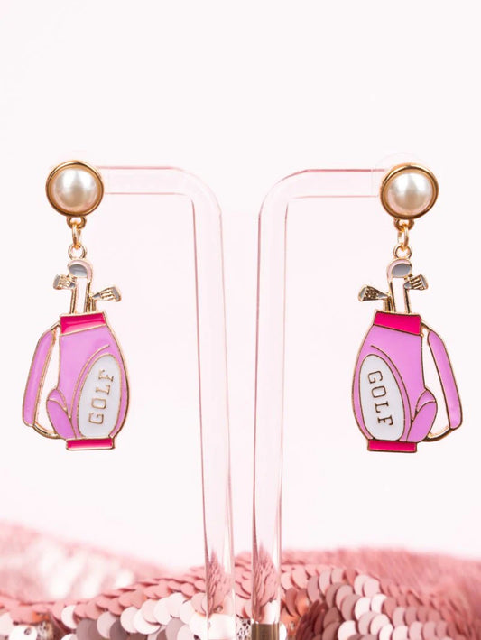 Bestie for Life Pink Golf earrings