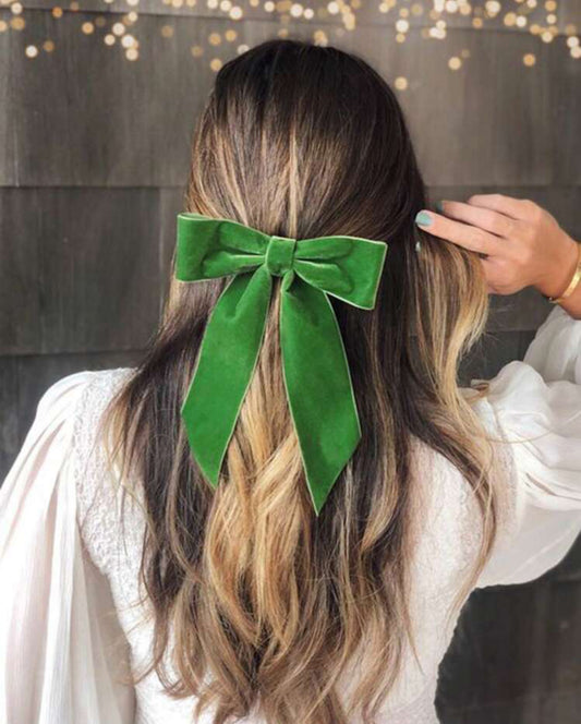 Green Velvet Hair Bow