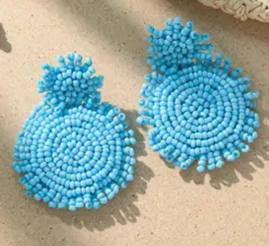 Banish the Blues Rice Bead earrings