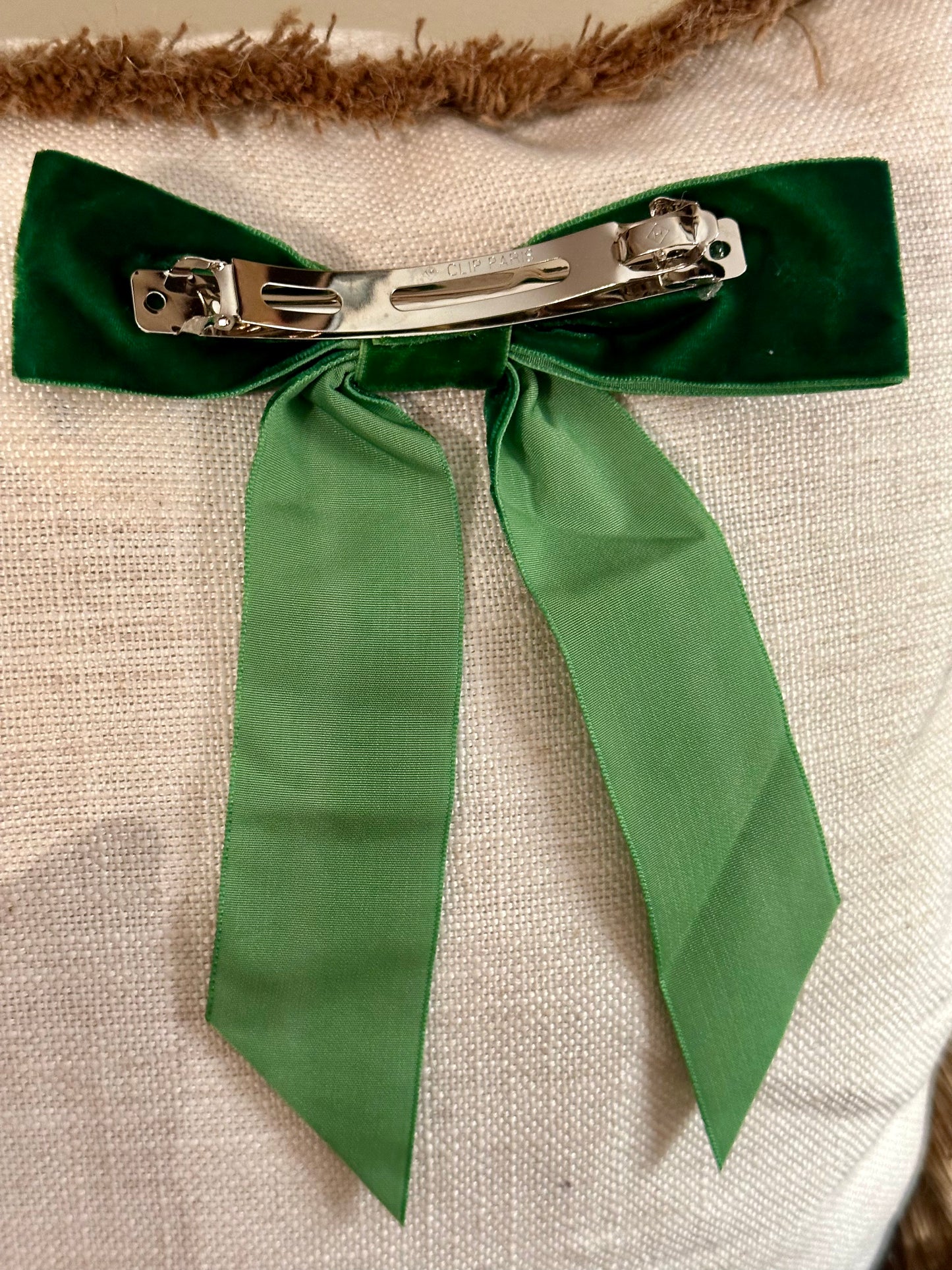 Green Velvet Hair Bow