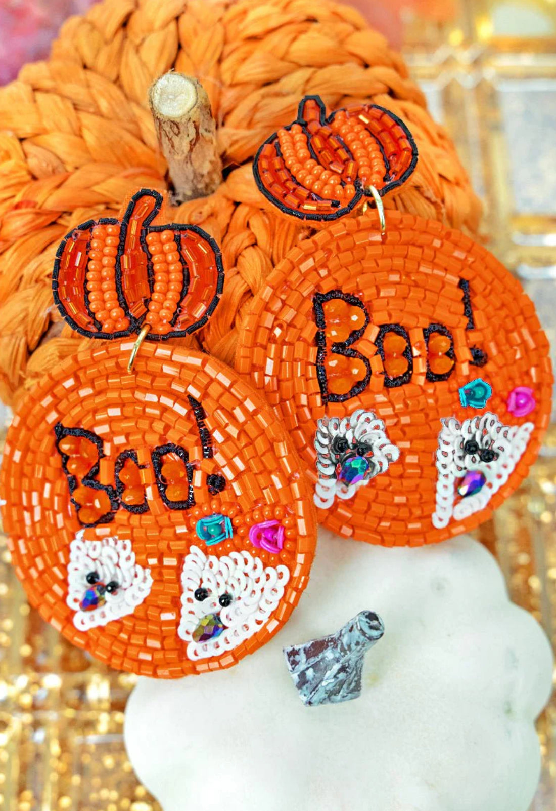 Boo! Seed Bead earrings