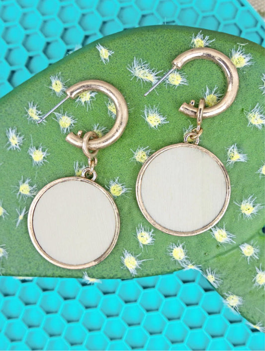 Ivory Wood Charm Hoop earrings