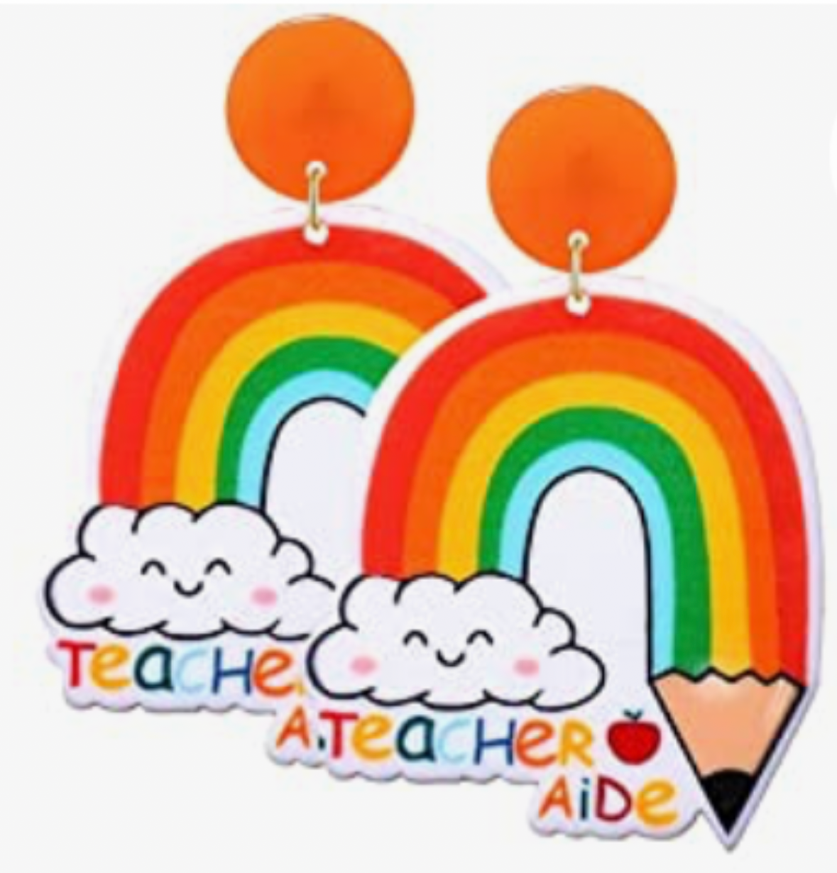 Teacher’s Aide acrylic rainbow earrings