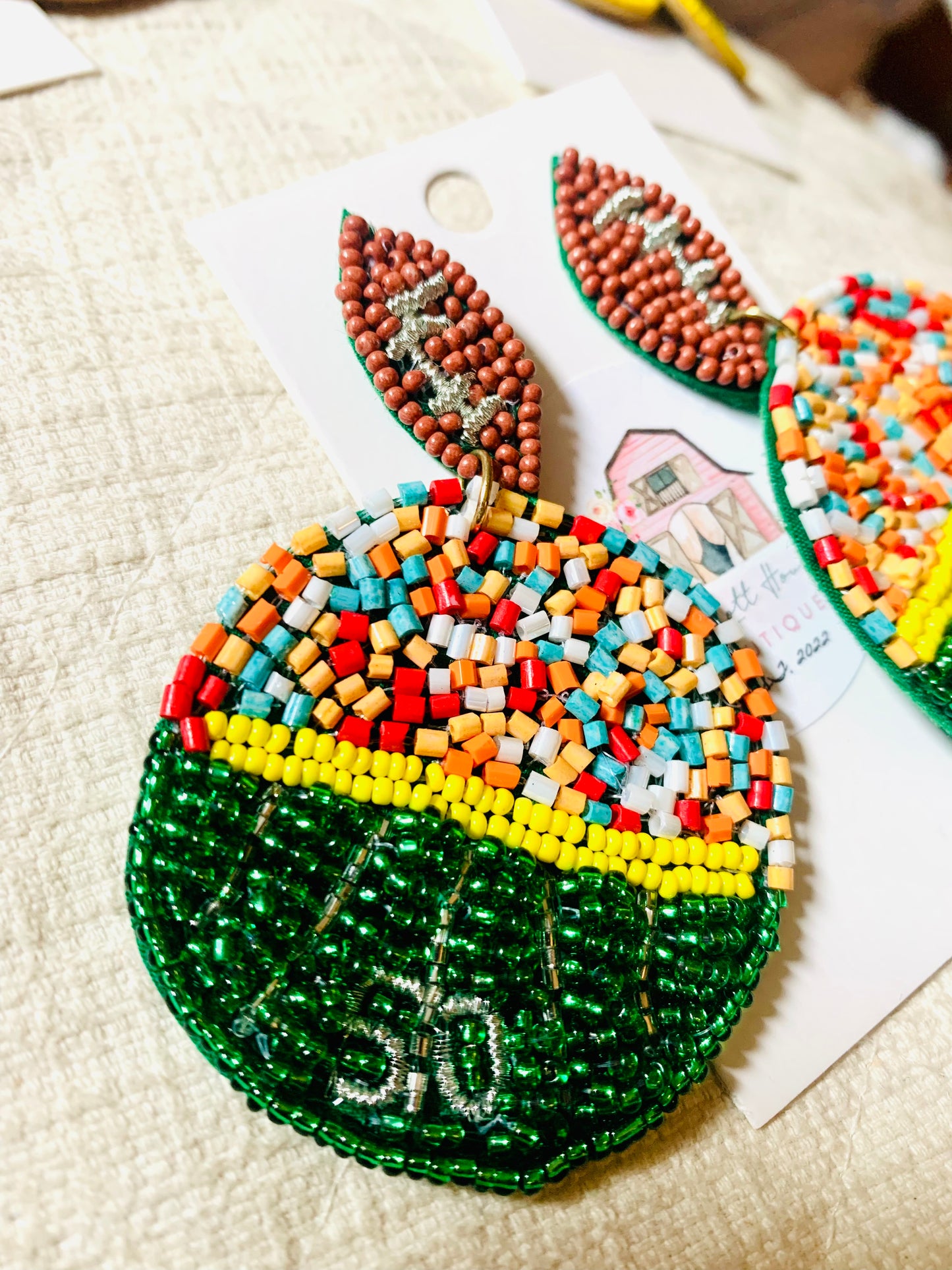 50 Yard Line Football Seed Bead Earrings