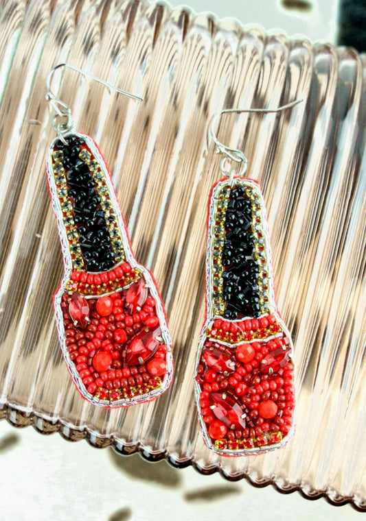 Nail Polish Sequin & Seed Bead Earrings