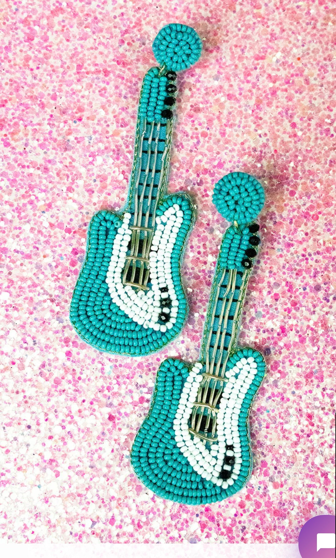 Guitar seed bead earrings