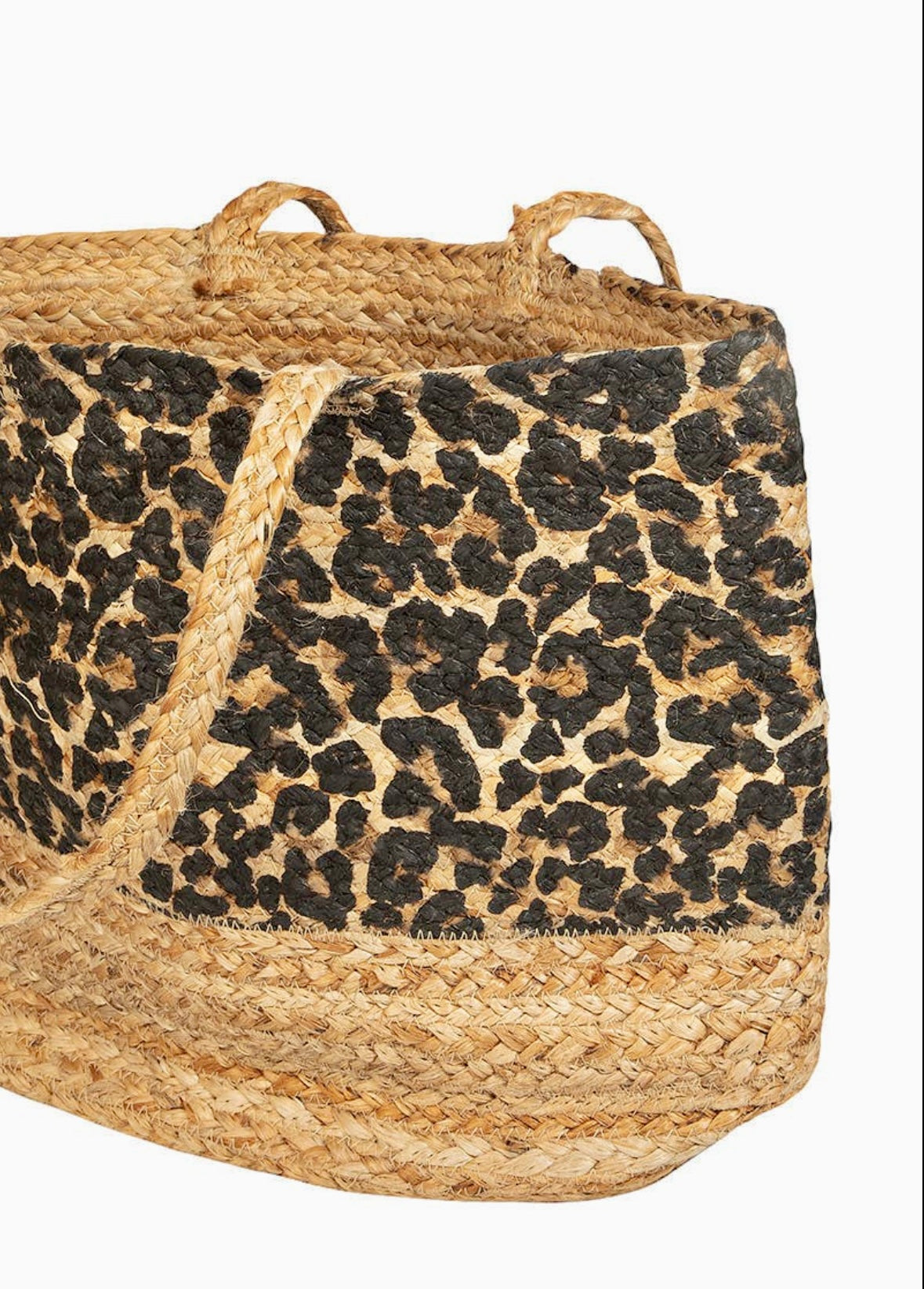 Leopard Straw Braided Jute Bag