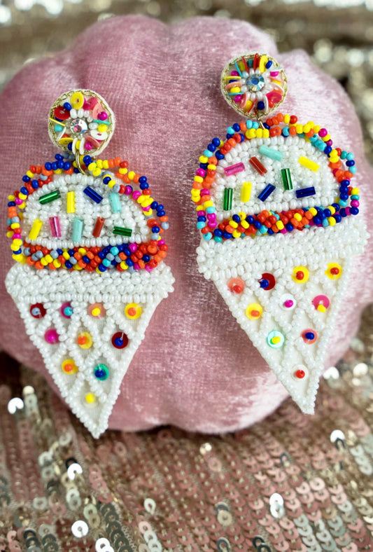 Ice Cream Cone Seed Bead Earrings