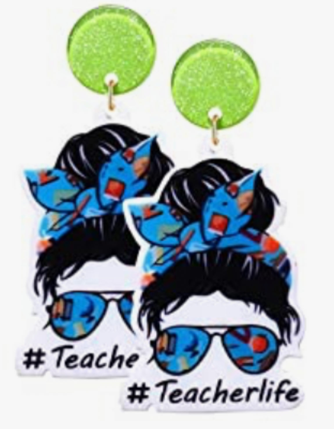 Teacher Life/Messy Bun Acrylic earrings