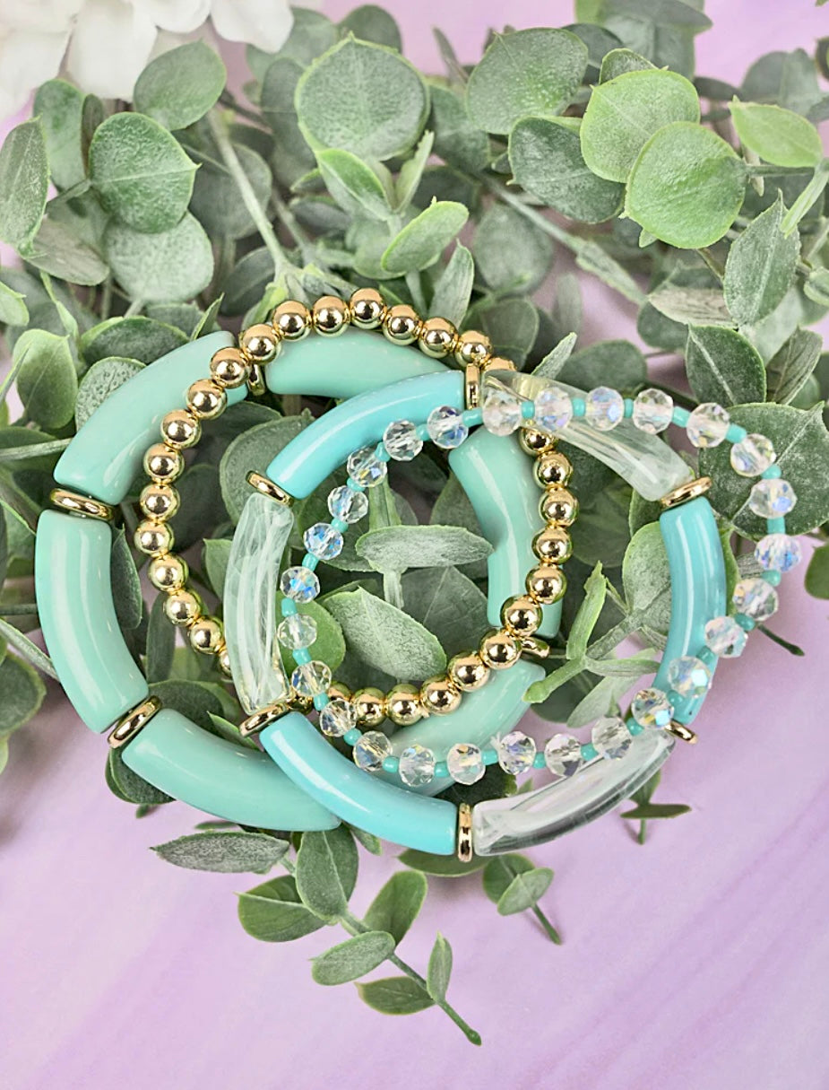 Mint Julep Beaded Bracelet Set