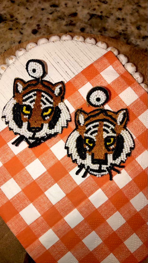 Tiger Seed Bead Earrings