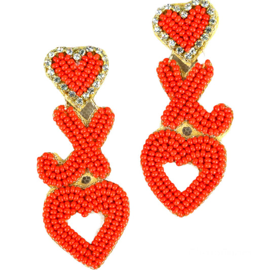 Red XOXO Seed Bead Earrings