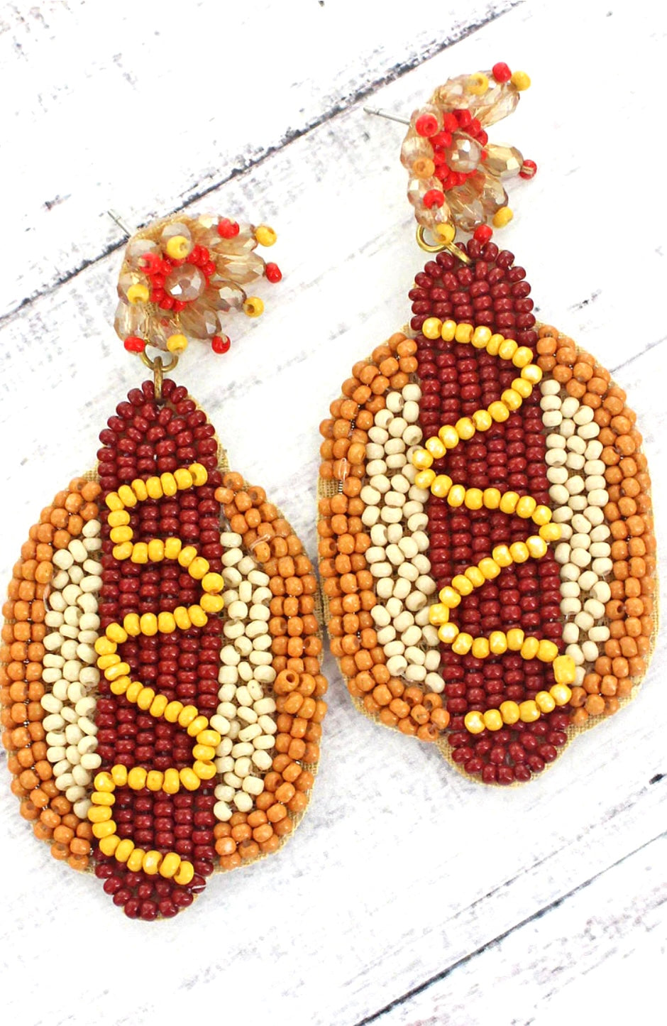 Hot Dog Seed Bead Earrings