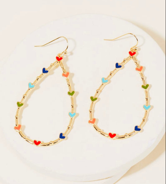 Multicolor heart teardrop earrings