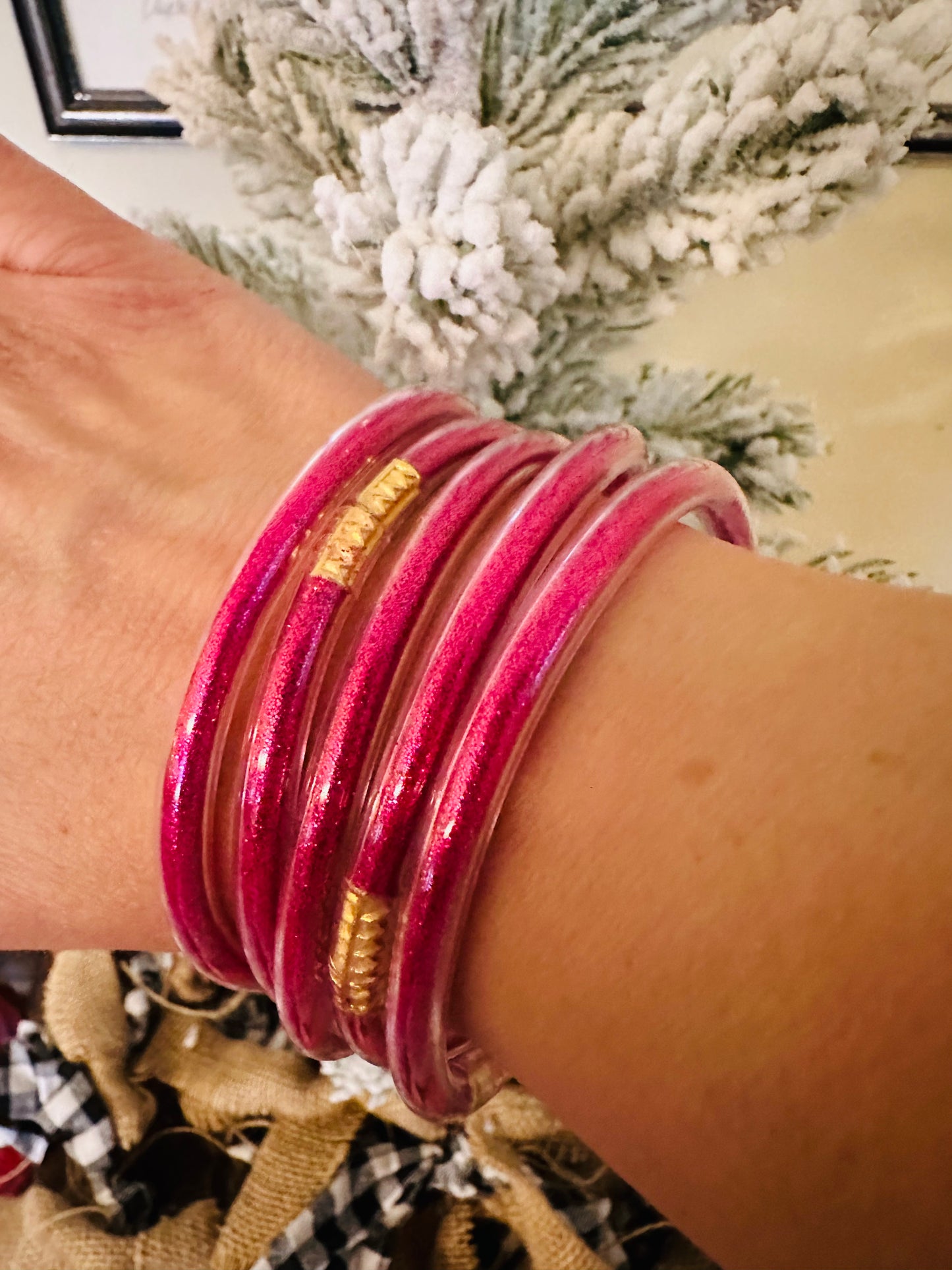 Magenta Jelly Bangle Bracelet set