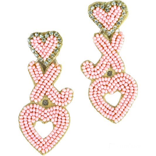 Pink XOXO Seed Bead Earrings