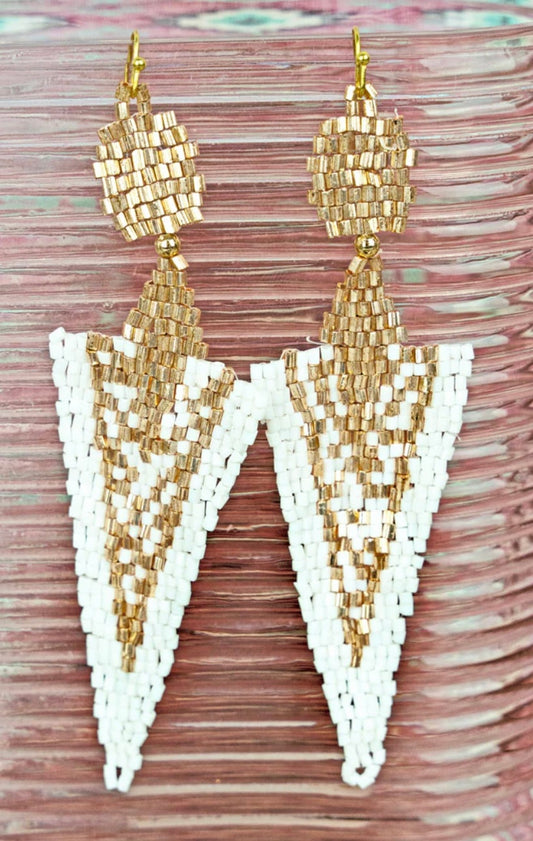 On Point White & Gold sees bead earrings