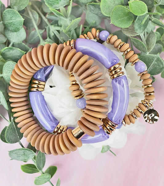 Bee’s Purple Beaded Bracelet Set