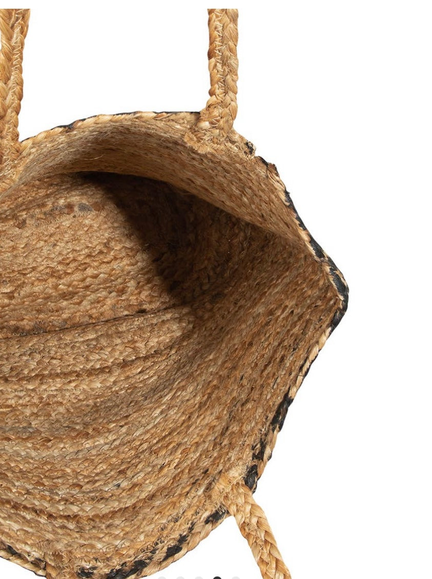 Leopard Straw Braided Jute Bag