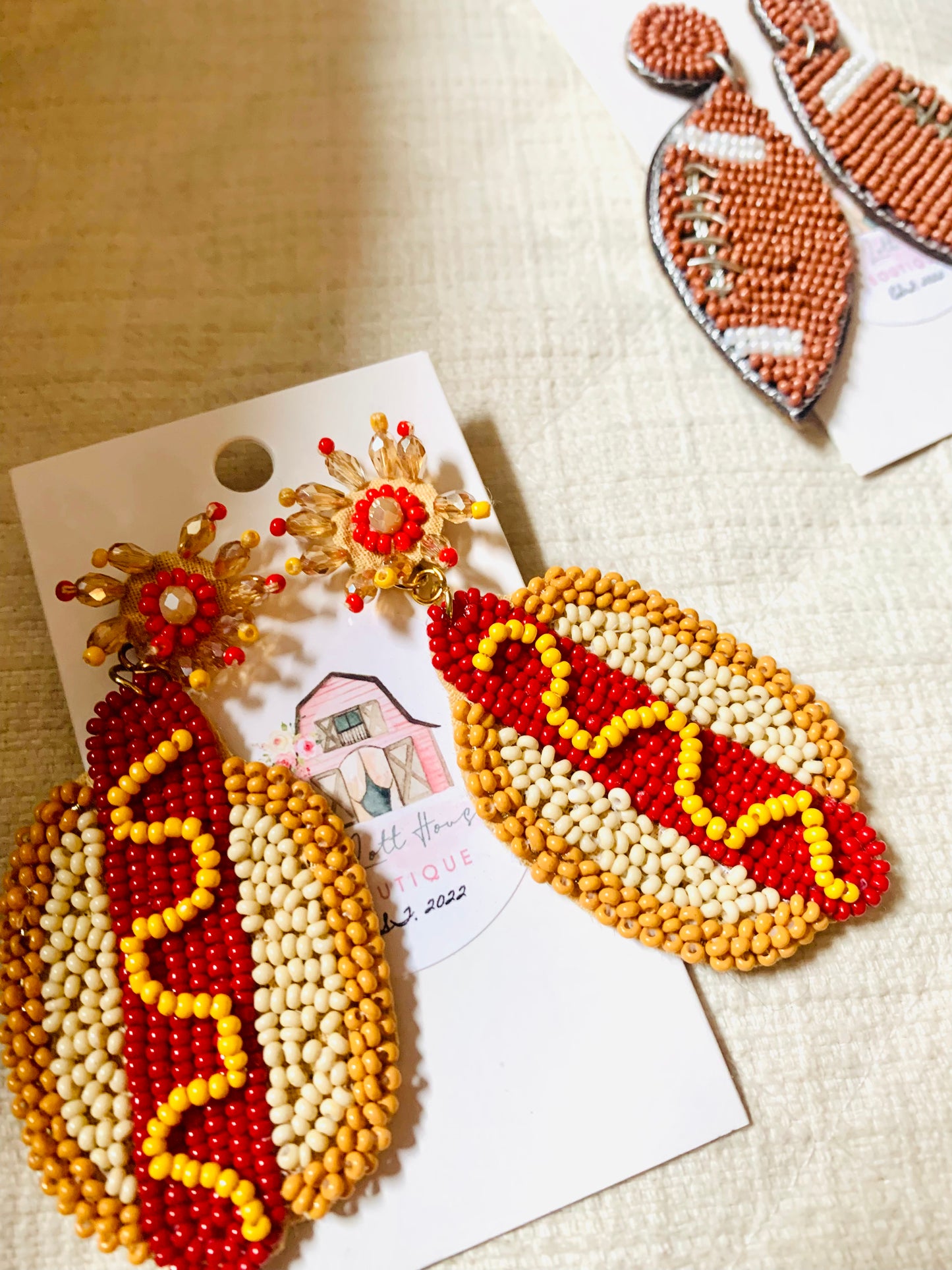 Hot Dog Seed Bead Earrings