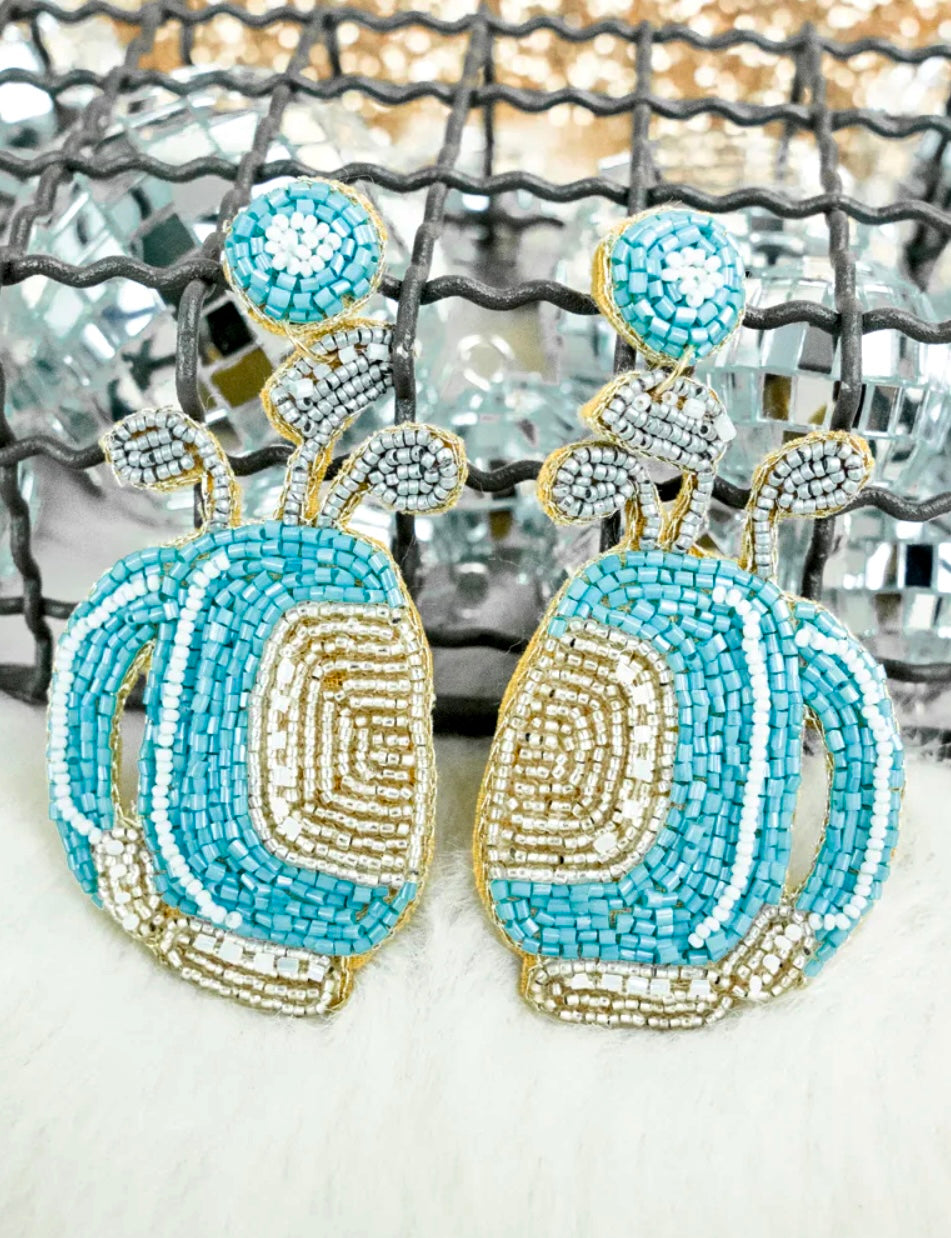 Blue Golf Bag Earrings